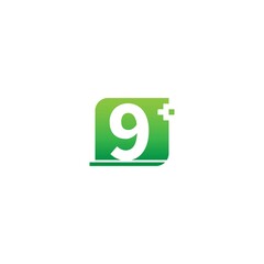 Number 9 logo icon with medical cross design