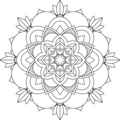 Easy Mandala coloring book simple and basic for beginners, seniors and children. Set of Mehndi flower pattern for Henna drawing and tattoo. Decoration in ethnic oriental, Indian style.