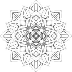 Easy Mandala coloring book simple and basic for beginners, seniors and children. Set of Mehndi flower pattern for Henna drawing and tattoo. Decoration in ethnic oriental, Indian style.