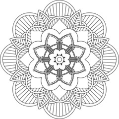 Easy Mandala coloring book simple and basic for beginners, seniors and children. Set of Mehndi flower pattern for Henna drawing and tattoo. Decoration in ethnic oriental, Indian style.