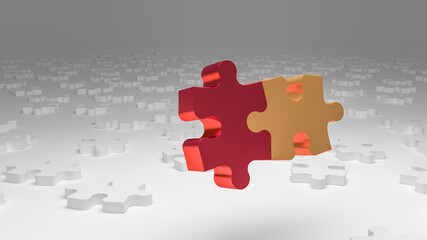 Jigsaw game, metaphor of life choices, strategy and hope. 3d rendering illustration