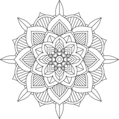 Easy Mandala coloring book simple and basic for beginners, seniors and children. Set of Mehndi flower pattern for Henna drawing and tattoo. Decoration in ethnic oriental, Indian style.