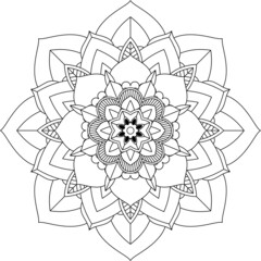 Easy Mandala coloring book simple and basic for beginners, seniors and children. Set of Mehndi flower pattern for Henna drawing and tattoo. Decoration in ethnic oriental, Indian style.