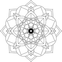 Fototapeta premium Easy Mandala coloring book simple and basic for beginners, seniors and children. Set of Mehndi flower pattern for Henna drawing and tattoo. Decoration in ethnic oriental, Indian style.