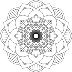 Easy Mandala coloring book simple and basic for beginners, seniors and children. Set of Mehndi flower pattern for Henna drawing and tattoo. Decoration in ethnic oriental, Indian style.