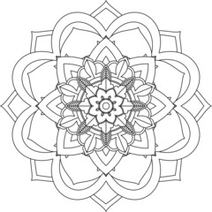 Easy Mandala coloring book simple and basic for beginners, seniors and children. Set of Mehndi flower pattern for Henna drawing and tattoo. Decoration in ethnic oriental, Indian style.