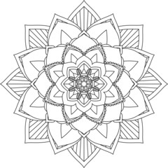 Easy Mandala coloring book simple and basic for beginners, seniors and children. Set of Mehndi flower pattern for Henna drawing and tattoo. Decoration in ethnic oriental, Indian style.