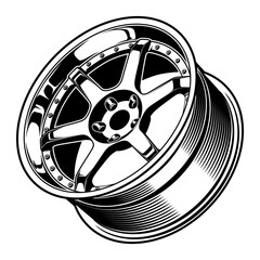 car wheel rim vector silhouette, icon, logo, monochrome, color in black and transparent for conceptual design - obrazy, fototapety, plakaty