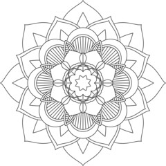 Easy Mandala coloring book simple and basic for beginners, seniors and children. Set of Mehndi flower pattern for Henna drawing and tattoo. Decoration in ethnic oriental, Indian style.