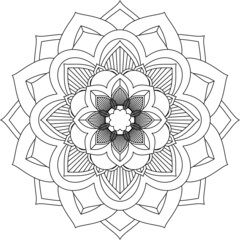 Easy Mandala coloring book simple and basic for beginners, seniors and children. Set of Mehndi flower pattern for Henna drawing and tattoo. Decoration in ethnic oriental, Indian style.