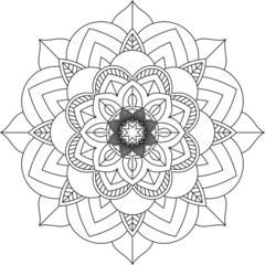Easy Mandala coloring book simple and basic for beginners, seniors and children. Set of Mehndi flower pattern for Henna drawing and tattoo. Decoration in ethnic oriental, Indian style.