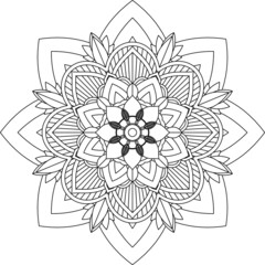 Easy Mandala coloring book simple and basic for beginners, seniors and children. Set of Mehndi flower pattern for Henna drawing and tattoo. Decoration in ethnic oriental, Indian style.
