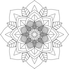 Easy Mandala coloring book simple and basic for beginners, seniors and children. Set of Mehndi flower pattern for Henna drawing and tattoo. Decoration in ethnic oriental, Indian style.