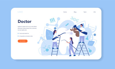 Dentist profession web banner or landing page. Dentists