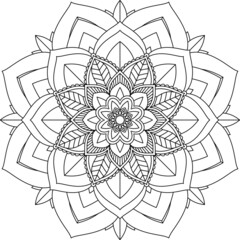 Easy Mandala coloring book simple and basic for beginners, seniors and children. Set of Mehndi flower pattern for Henna drawing and tattoo. Decoration in ethnic oriental, Indian style.