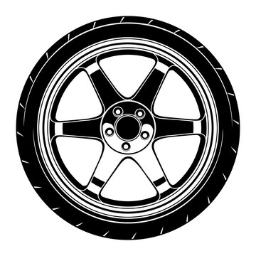 recommend clip art: car wheel rim vector silhouette, icon, logo, monochrome, color in black and transparent for conceptual design