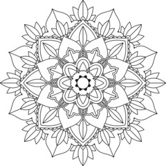 Easy Mandala coloring book simple and basic for beginners, seniors and children. Set of Mehndi flower pattern for Henna drawing and tattoo. Decoration in ethnic oriental, Indian style.