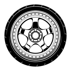 car wheel rim vector silhouette, icon, logo, monochrome, color in black and transparent for conceptual design