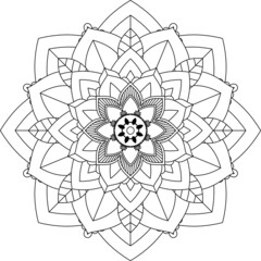 Fototapeta premium Easy Mandala coloring book simple and basic for beginners, seniors and children. Set of Mehndi flower pattern for Henna drawing and tattoo. Decoration in ethnic oriental, Indian style.