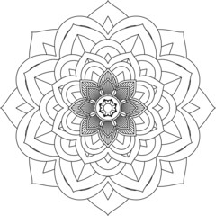 Easy Mandala coloring book simple and basic for beginners, seniors and children. Set of Mehndi flower pattern for Henna drawing and tattoo. Decoration in ethnic oriental, Indian style.