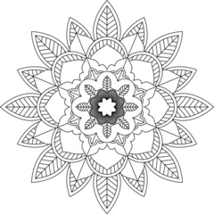 Easy Mandala coloring book simple and basic for beginners, seniors and children. Set of Mehndi flower pattern for Henna drawing and tattoo. Decoration in ethnic oriental, Indian style.