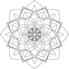 Easy Mandala coloring book simple and basic for beginners, seniors and children. Set of Mehndi flower pattern for Henna drawing and tattoo. Decoration in ethnic oriental, Indian style.