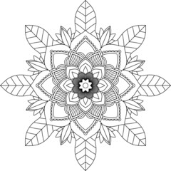 Easy Mandala coloring book simple and basic for beginners, seniors and children. Set of Mehndi flower pattern for Henna drawing and tattoo. Decoration in ethnic oriental, Indian style.