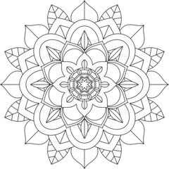 Easy Mandala coloring book simple and basic for beginners, seniors and children. Set of Mehndi flower pattern for Henna drawing and tattoo. Decoration in ethnic oriental, Indian style.