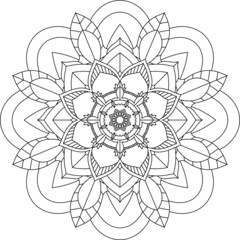 Easy Mandala coloring book simple and basic for beginners, seniors and children. Set of Mehndi flower pattern for Henna drawing and tattoo. Decoration in ethnic oriental, Indian style.