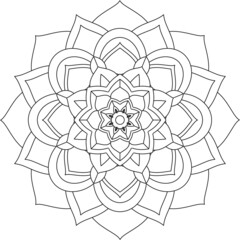 Easy Mandala coloring book simple and basic for beginners, seniors and children. Set of Mehndi flower pattern for Henna drawing and tattoo. Decoration in ethnic oriental, Indian style.