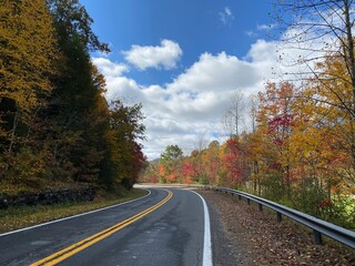 Road through beautiful autumn colors in West Virginia