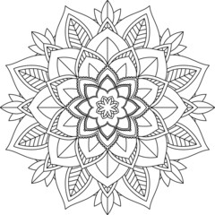 Easy Mandala coloring book simple and basic for beginners, seniors and children. Set of Mehndi flower pattern for Henna drawing and tattoo. Decoration in ethnic oriental, Indian style.