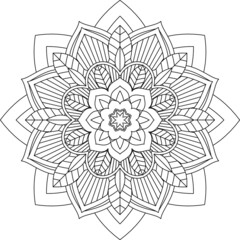 Easy Mandala coloring book simple and basic for beginners, seniors and children. Set of Mehndi flower pattern for Henna drawing and tattoo. Decoration in ethnic oriental, Indian style.