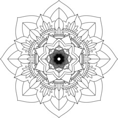 Easy Mandala coloring book simple and basic for beginners, seniors and children. Set of Mehndi flower pattern for Henna drawing and tattoo. Decoration in ethnic oriental, Indian style.