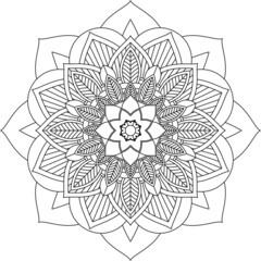 Easy Mandala coloring book simple and basic for beginners, seniors and children. Set of Mehndi flower pattern for Henna drawing and tattoo. Decoration in ethnic oriental, Indian style.