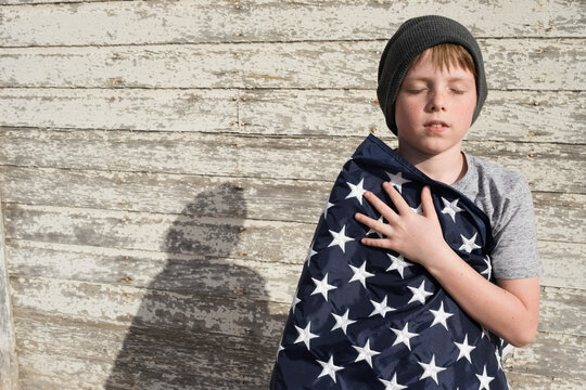 Hand over Heart and Flag