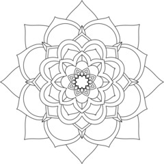 Easy Mandala coloring book simple and basic for beginners, seniors and children. Set of Mehndi flower pattern for Henna drawing and tattoo. Decoration in ethnic oriental, Indian style.