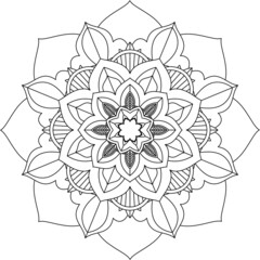Easy Mandala coloring book simple and basic for beginners, seniors and children. Set of Mehndi flower pattern for Henna drawing and tattoo. Decoration in ethnic oriental, Indian style.