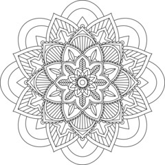 Easy Mandala coloring book simple and basic for beginners, seniors and children. Set of Mehndi flower pattern for Henna drawing and tattoo. Decoration in ethnic oriental, Indian style.