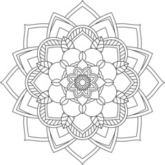 Easy Mandala coloring book simple and basic for beginners, seniors and children. Set of Mehndi flower pattern for Henna drawing and tattoo. Decoration in ethnic oriental, Indian style.