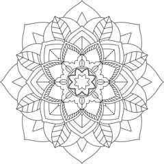 Easy Mandala coloring book simple and basic for beginners, seniors and children. Set of Mehndi flower pattern for Henna drawing and tattoo. Decoration in ethnic oriental, Indian style.
