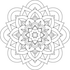 Easy Mandala coloring book simple and basic for beginners, seniors and children. Set of Mehndi flower pattern for Henna drawing and tattoo. Decoration in ethnic oriental, Indian style.