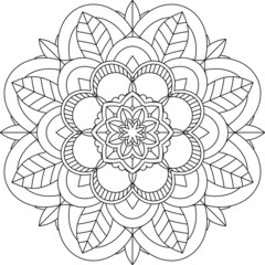 Easy Mandala coloring book simple and basic for beginners, seniors and children. Set of Mehndi flower pattern for Henna drawing and tattoo. Decoration in ethnic oriental, Indian style.