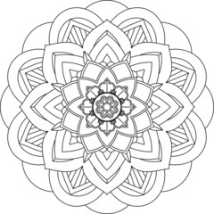 Easy Mandala coloring book simple and basic for beginners, seniors and children. Set of Mehndi flower pattern for Henna drawing and tattoo. Decoration in ethnic oriental, Indian style.