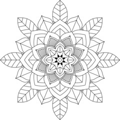 Easy Mandala coloring book simple and basic for beginners, seniors and children. Set of Mehndi flower pattern for Henna drawing and tattoo. Decoration in ethnic oriental, Indian style.