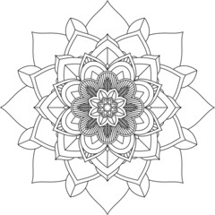 Easy Mandala coloring book simple and basic for beginners, seniors and children. Set of Mehndi flower pattern for Henna drawing and tattoo. Decoration in ethnic oriental, Indian style.