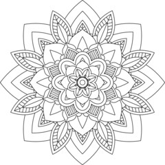 Easy Mandala coloring book simple and basic for beginners, seniors and children. Set of Mehndi flower pattern for Henna drawing and tattoo. Decoration in ethnic oriental, Indian style.