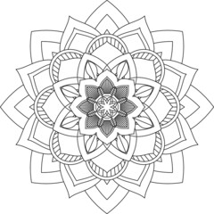 Easy Mandala coloring book simple and basic for beginners, seniors and children. Set of Mehndi flower pattern for Henna drawing and tattoo. Decoration in ethnic oriental, Indian style.