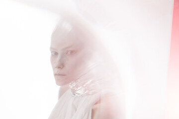 Inside a glass camera.