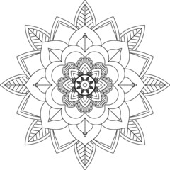 Easy Mandala coloring book simple and basic for beginners, seniors and children. Set of Mehndi flower pattern for Henna drawing and tattoo. Decoration in ethnic oriental, Indian style.